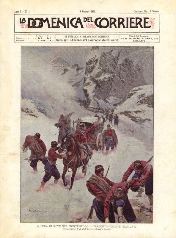 Tempestade de neve em Montenegro, trezentos soldados trancados de Achille Beltrame