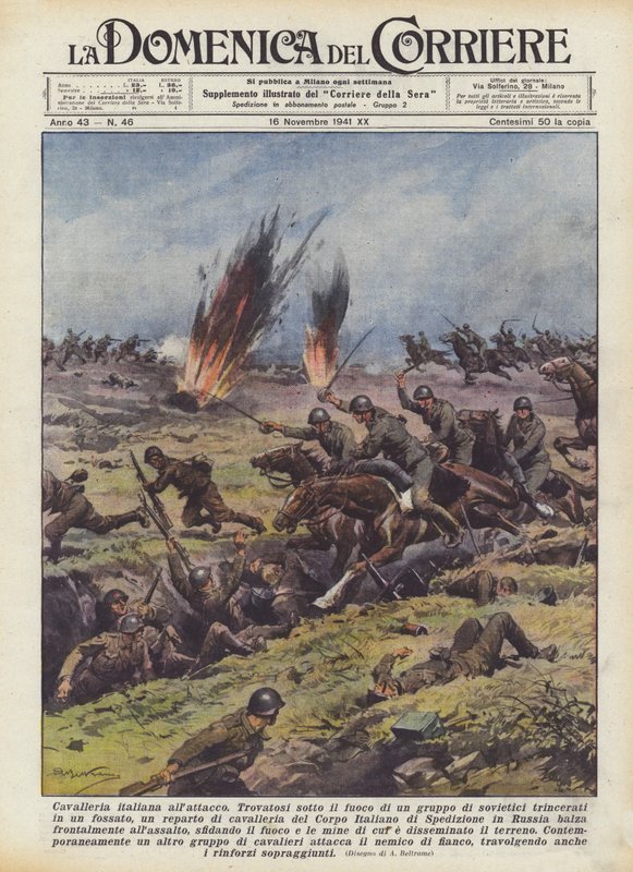 Ataque de cavalaria italiana de Achille Beltrame