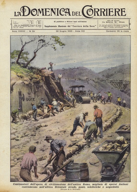 Continuadores do trabalho de civilização da Roma antiga, milhares de trabalhadores italianos de Achille Beltrame