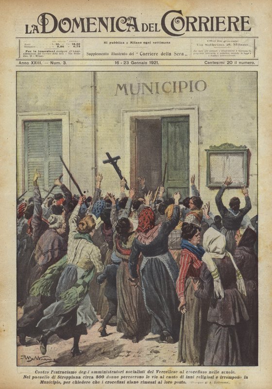 Contra o histracismo dos administradores socialistas de Vercelli ao crucifixo nas escolas de Achille Beltrame