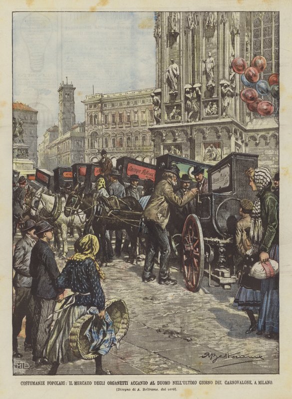 Constituições Populares, O Mercado Organizador Ao Lado Do Duomo No Último Dia De Carnovalone, Em Milão de Achille Beltrame