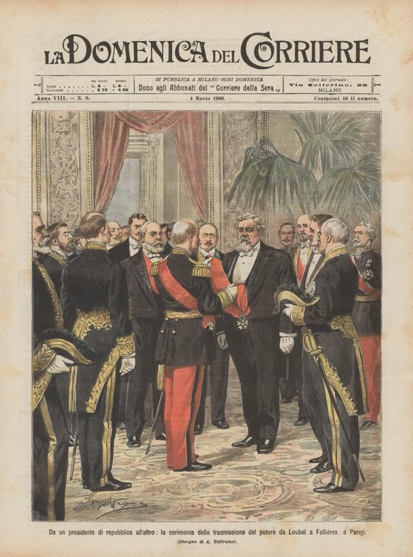 De um presidente da república para outro, a cerimônia de transmissão de poder de Loubet de Achille Beltrame