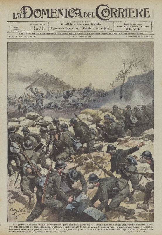 De dia e de noite o Comando Austríaco está jogando contra a nova linha italiana, que foi apenas de Achille Beltrame