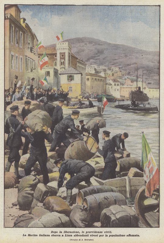 Depois da libertação, as provisões civis de Achille Beltrame