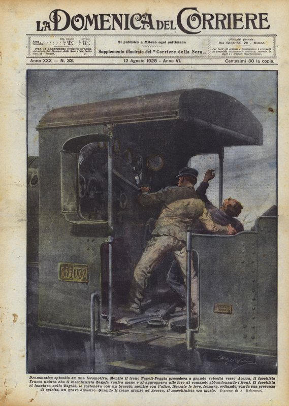 Episódio dramático em uma locomotiva de Achille Beltrame