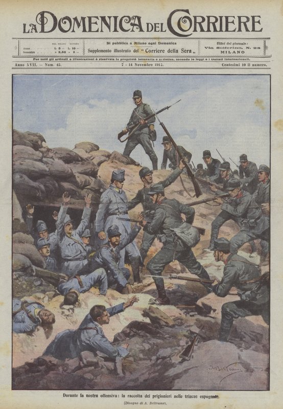 Durante nossa ofensiva, a coleção de prisioneiros nas trincheiras invadidas de Achille Beltrame