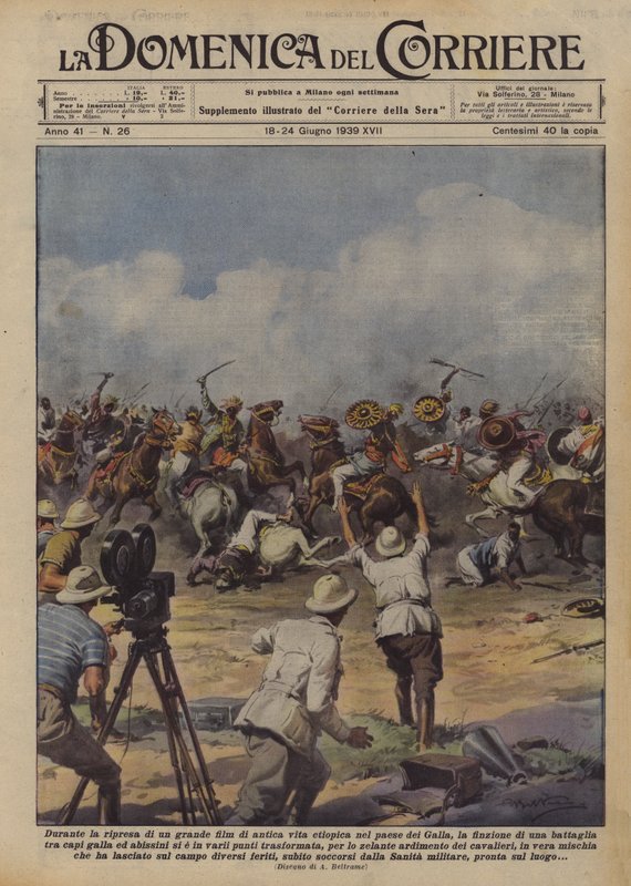 Durante a filmagem de um grande filme da antiga vida etíope no país Galla, ficção de Achille Beltrame
