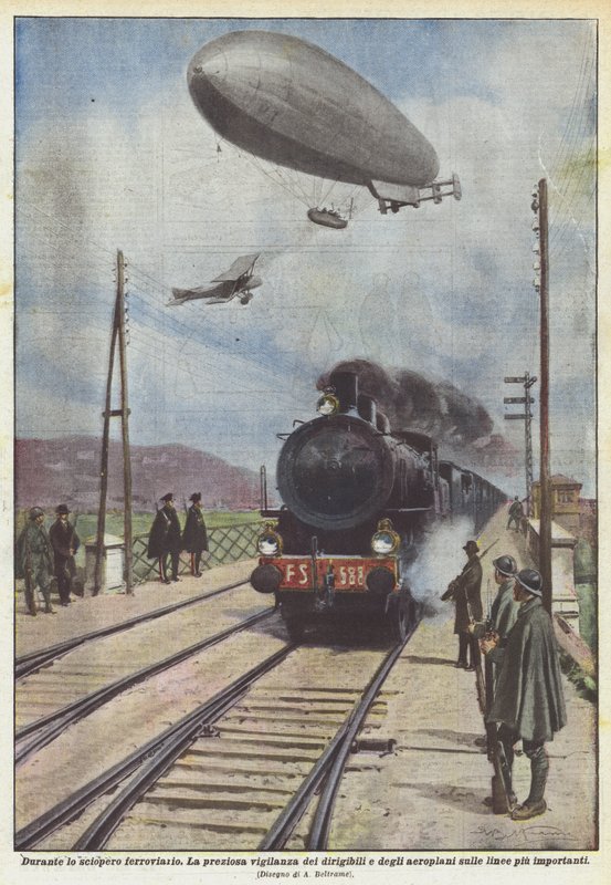 Durante a greve ferroviária de Achille Beltrame