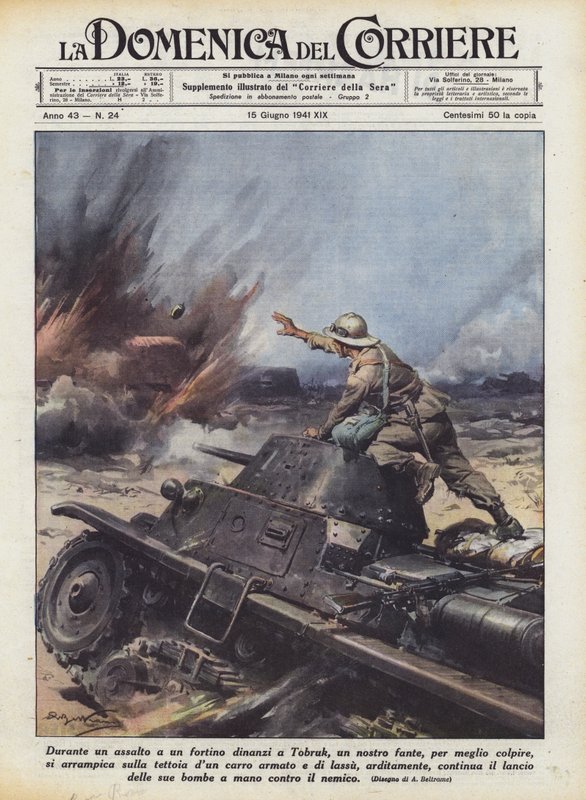 Durante um ataque a um forte na frente de Tobruk, um dos nossos soldados de infantaria, para melhor acertar de Achille Beltrame