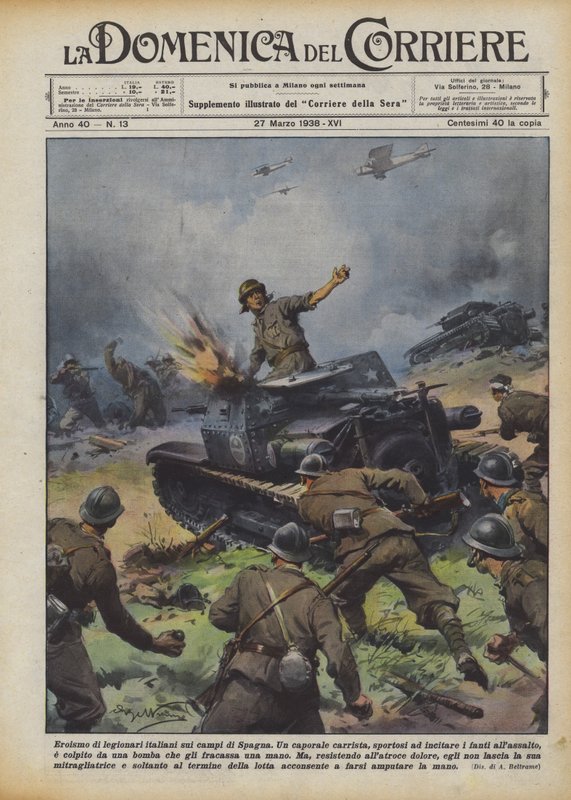 Heroísmo dos legionários italianos nos campos da Espanha de Achille Beltrame