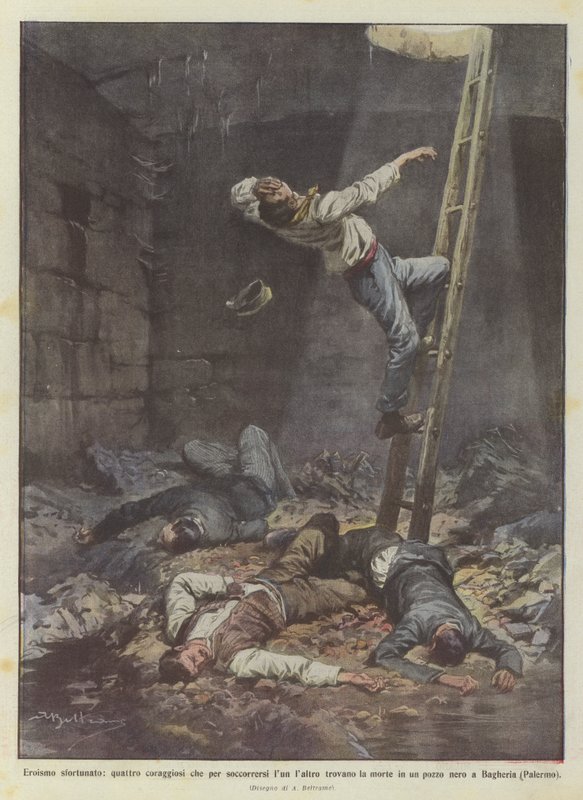 Infelizes heroísmo, quatro bravos que encontram a morte para socorrer uns aos outros de Achille Beltrame