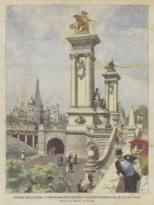 Exposição Mundial em Paris, A Grande Ponte Nova Alexander III ° Que Leva Da Entrada de Achille Beltrame