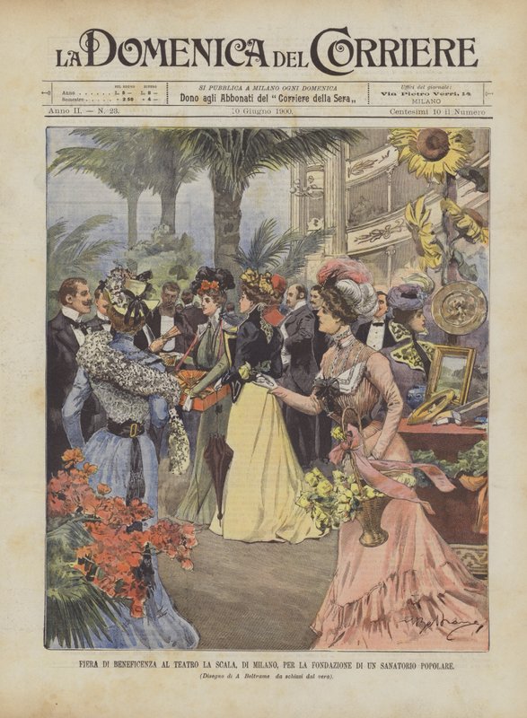 Feira de caridade no Teatro La Scala, Milão, para a fundação de um sanatório popular de Achille Beltrame