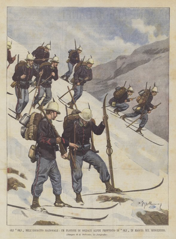 O Exército Nacional Neel da SKJ, um Pelotão de Soldados Alpinos Fornecidos com SKJs no Mont Cenis de Achille Beltrame