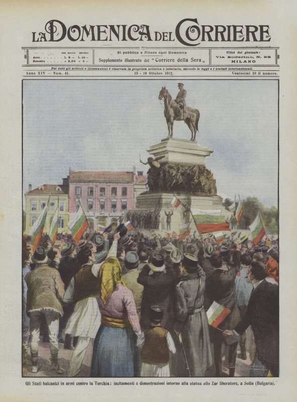Os estados balcânicos em armas contra a Turquia, incitações e manifestações em torno da estátua de Achille Beltrame