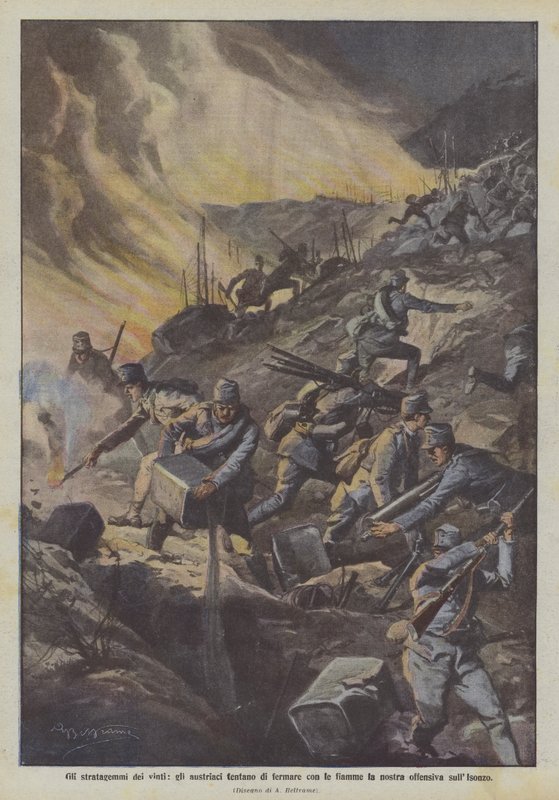 Os estratagemas dos vencidos, os austríacos tentam parar nossa ofensiva sobre o enxofre com as chamas de Achille Beltrame