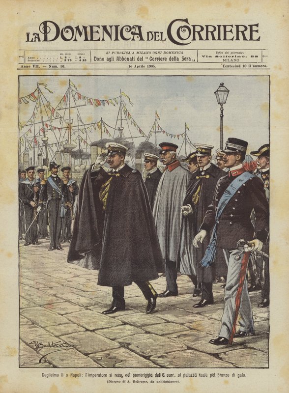 William II em Nápoles, o imperador foi ao palácio real para um jantar de gala na tarde do dia 6 de Achille Beltrame