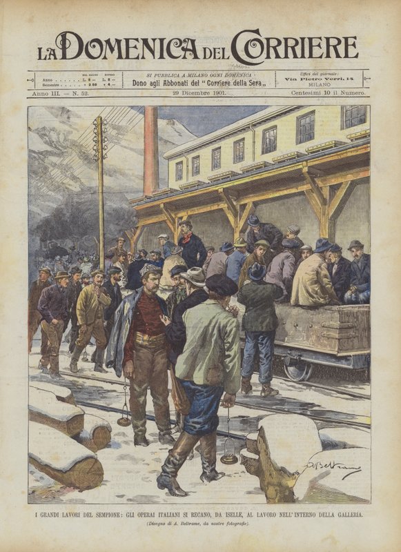 As Grandes Obras Do Simplon, Os Trabalhadores Italianos Vem, De Iselle, Para Trabalhar No Interior Da Galeria de Achille Beltrame