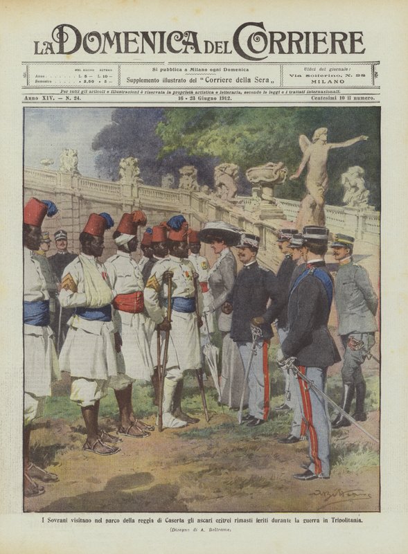 Os soberanos visitam as asri eritreias feridas durante o parque no palácio real de Caserta de Achille Beltrame