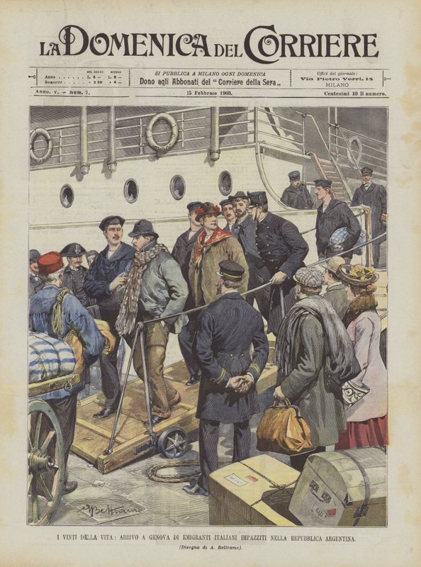 Eu Vinti Della Vita, Chegada Em Gênova De Emigrantes Italianos Enlouquecidos Na República Da Argentina de Achille Beltrame