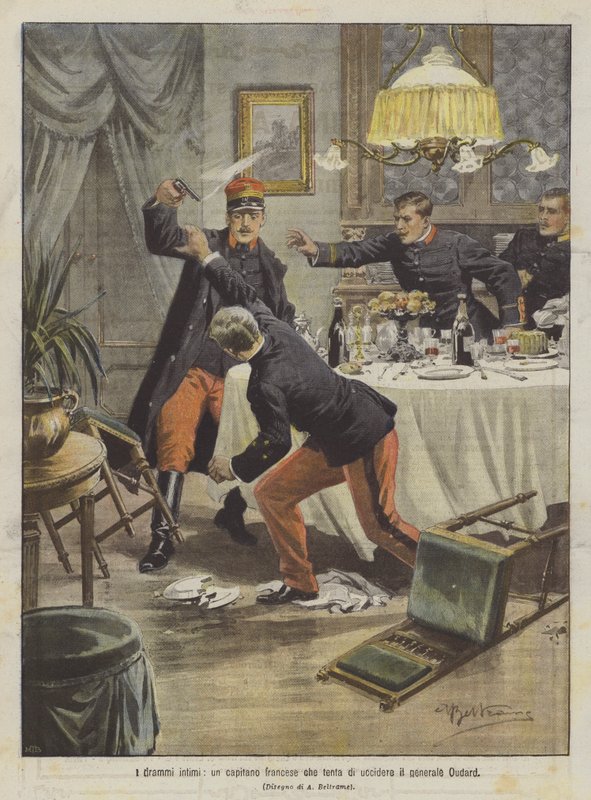 Os dramas íntimos, um capitão francês que tenta matar o general Oudard de Achille Beltrame