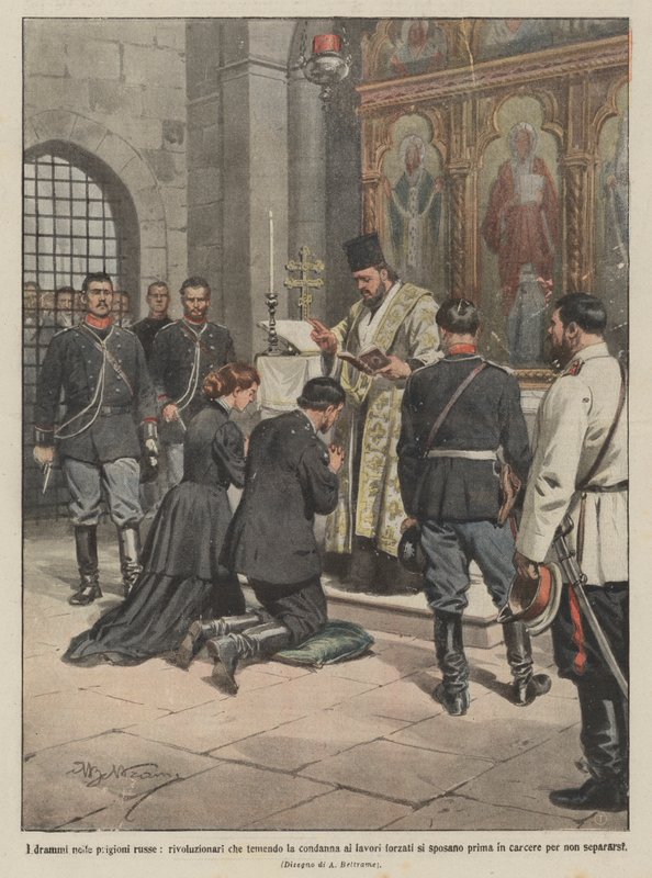 Os dramas nas prisões russas, os revolucionários que temem a condenação ao trabalho forçado se casam de Achille Beltrame