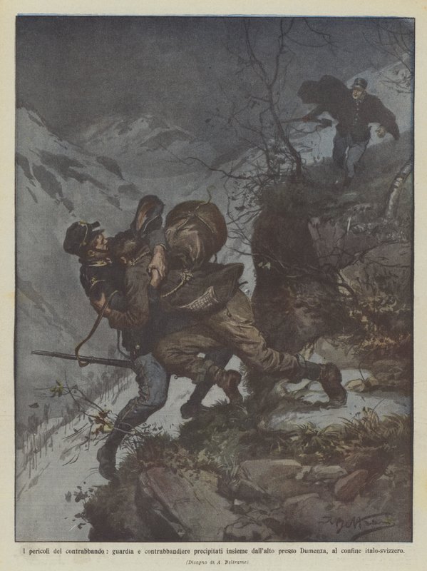 Os perigos do contrabando, da guarda e dos contrabandistas corriam juntos de cima para baixo de Achille Beltrame