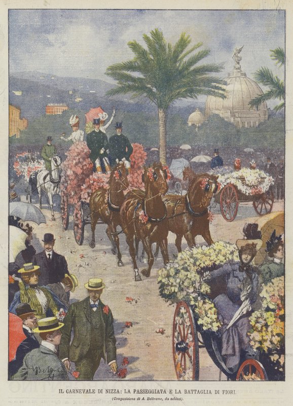 O Carnaval De Nice, A Caminhada E A Batalha De Flores de Achille Beltrame