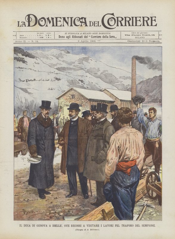 O Duque De Gênova, Em Iselle, Ove Recossi, Para Visitar Obras Pel Traforo Del Sempione de Achille Beltrame