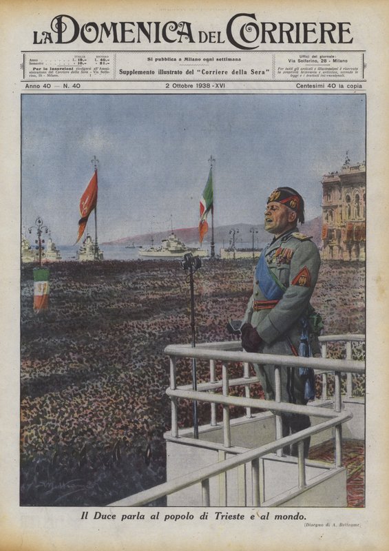 O Duce fala ao povo de Trieste e ao mundo de Achille Beltrame