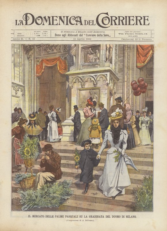 O Easter Palms Market Em La Gradinata Del Duomo Di Milano de Achille Beltrame