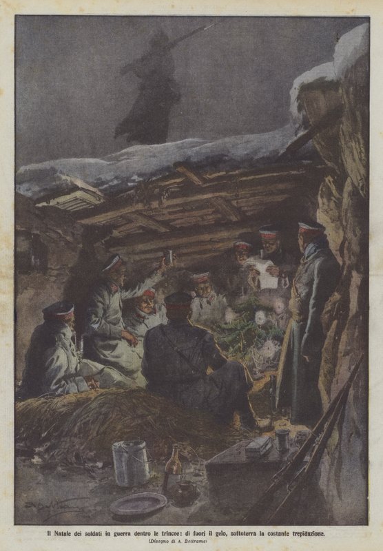 O Natal de soldados em guerra dentro das trincheiras, fora da geada, sofrem constante trepidação de Achille Beltrame