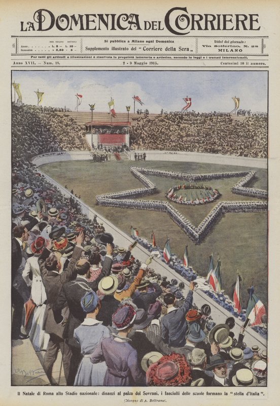 O Natal de Roma no Estádio Nacional, em frente ao palco dos soberanos, os filhos das escolas de Achille Beltrame