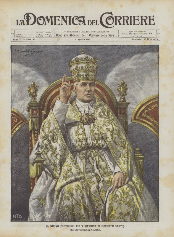 O novo piedoso Papa Pio X (Cardeal Giuseppe Sarto) de Achille Beltrame