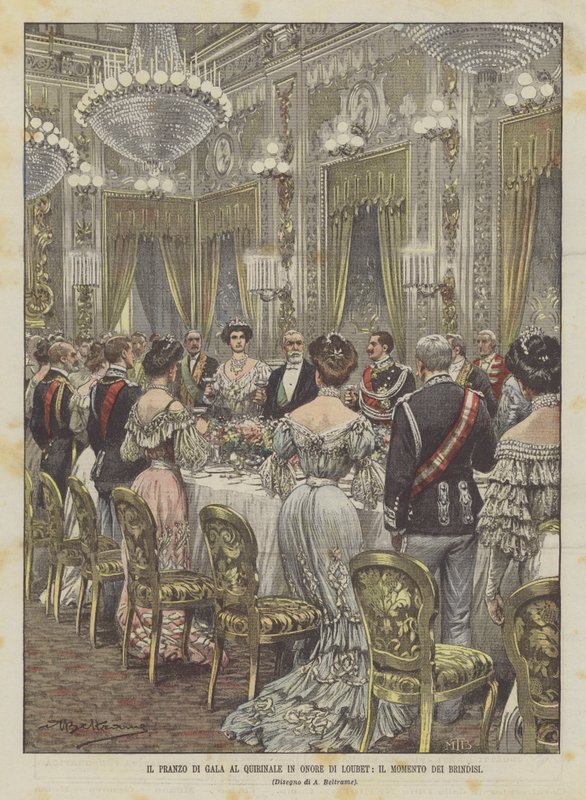 O Jantar de Gala no Quirinale em Honra ao Loubet, O Momento do Brinde de Achille Beltrame
