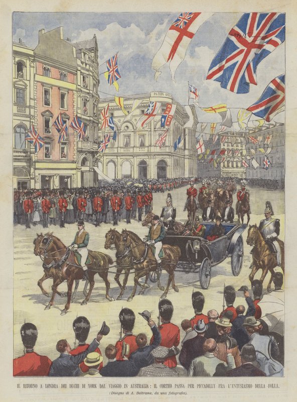 O Retorno Para Londres Do Dughi De York Da Viagem Para A Austrália, O Desfile Vai Para Piccadilly Entre de Achille Beltrame