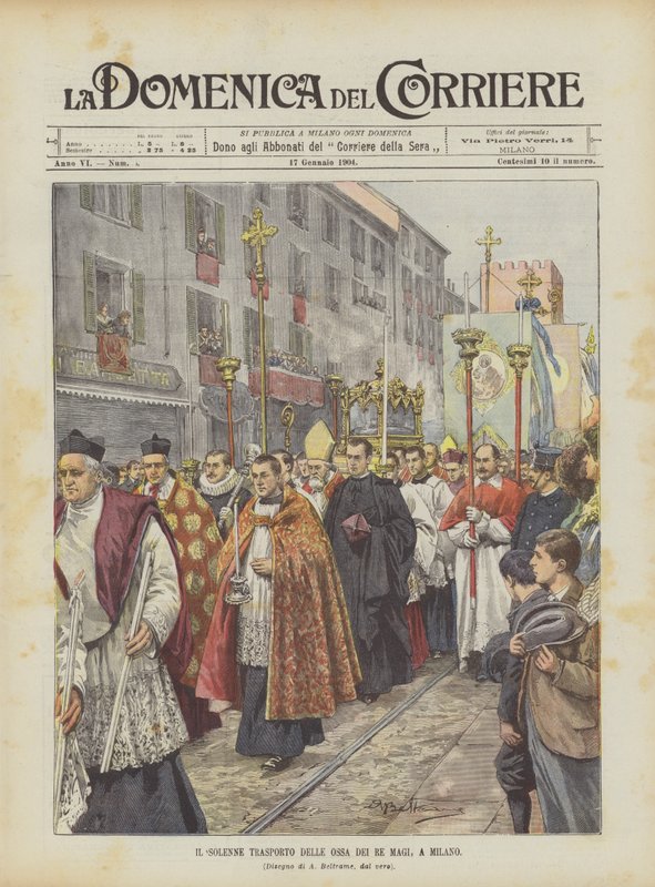 O transporte solene dos ossos dos três reis, em Milão de Achille Beltrame