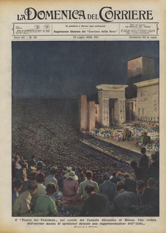 O Teatro dei Ventimila no pátio do Castello Sforzesco em Milão de Achille Beltrame