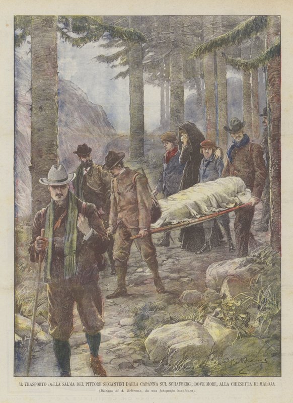 O Transporte do Pintor do Pintor Segantini Da Cabana no Schafberg, Onde Mori, para a Igreja de Maloja de Achille Beltrame