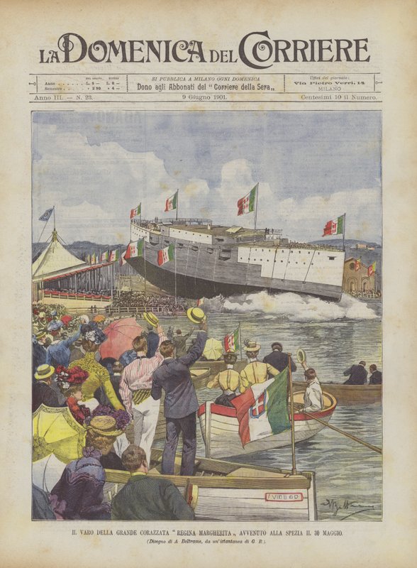 O Varo Della Grande Battleship Margherita Margherita ocorreu em La Spezia em 30 de maio de Achille Beltrame