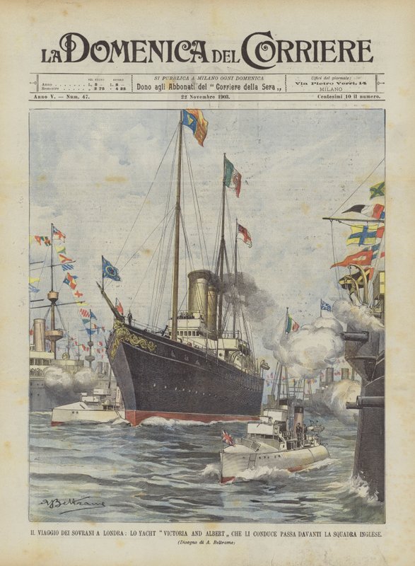 A viagem dos soberanos em Londres, o iate Victoria and Albert que o leva à frente da equipe inglesa de Achille Beltrame