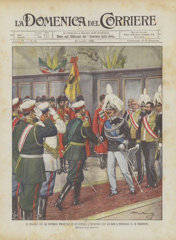 A Jornada do Rei Vittorio Emanuele III na Rússia, O Encontro com o Czar em Peterhof O 13º Córrego de Achille Beltrame