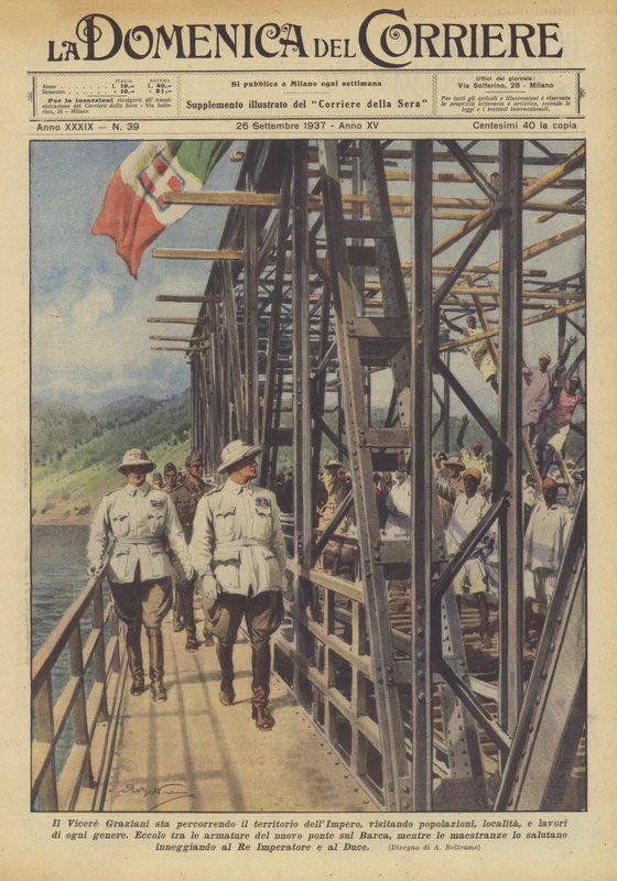 É o Vicero Graziani indo ao longo do território do Império, visitando populações, localidade de Achille Beltrame