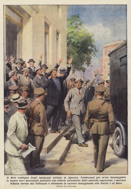 O comportamento orgulhoso das tripulações italianas na América de Achille Beltrame