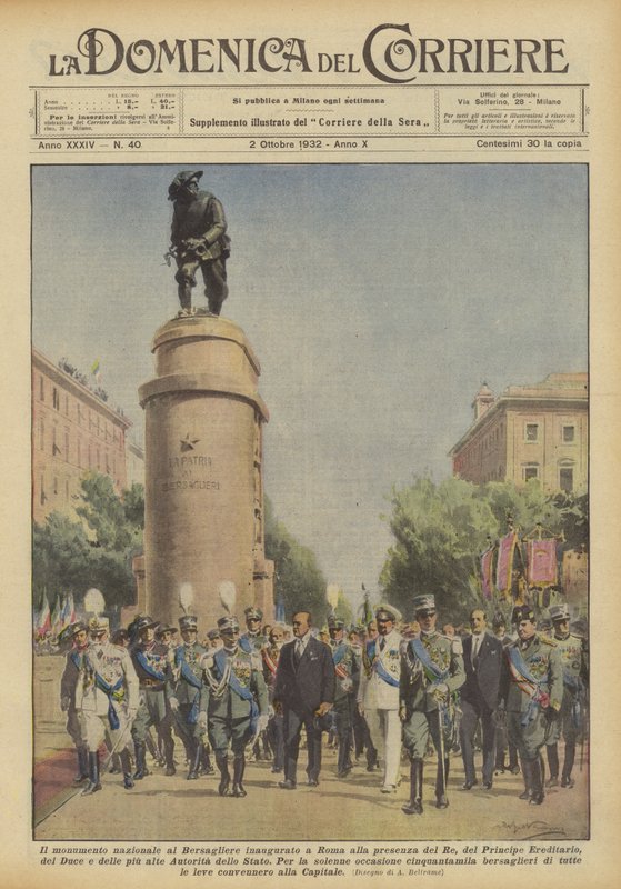 O monumento nacional ao Bersagliere inaugurado em Roma na presença do rei de Achille Beltrame