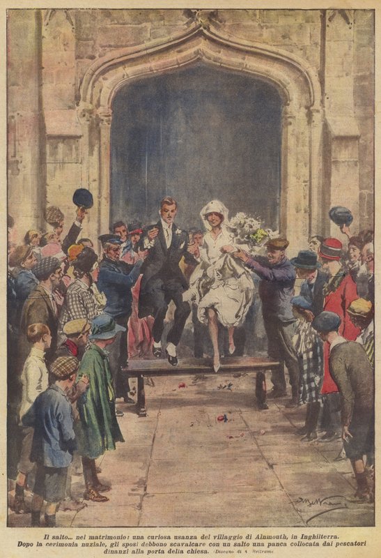 O salto no casamento, um costume curioso da aldeia de Alnmouth, Inglaterra de Achille Beltrame