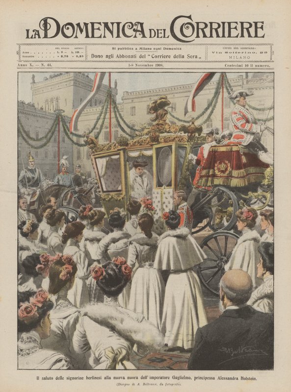A saudação das damas de Berlim à nova nora do imperador William, princesa Alessandra Holstein de Achille Beltrame