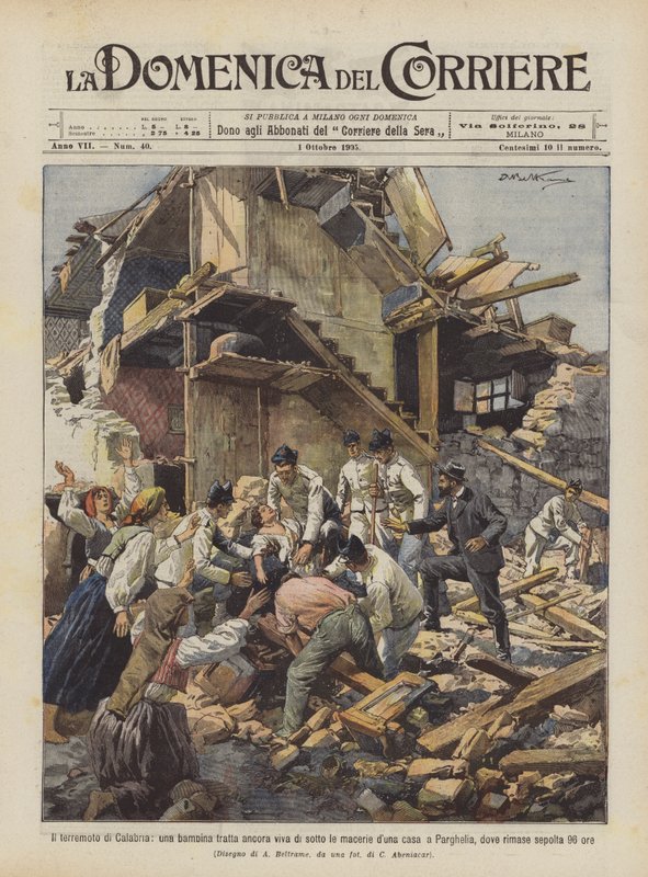 O terremoto da Calábria, uma criança ainda está viva sob os escombros duna casa de Achille Beltrame
