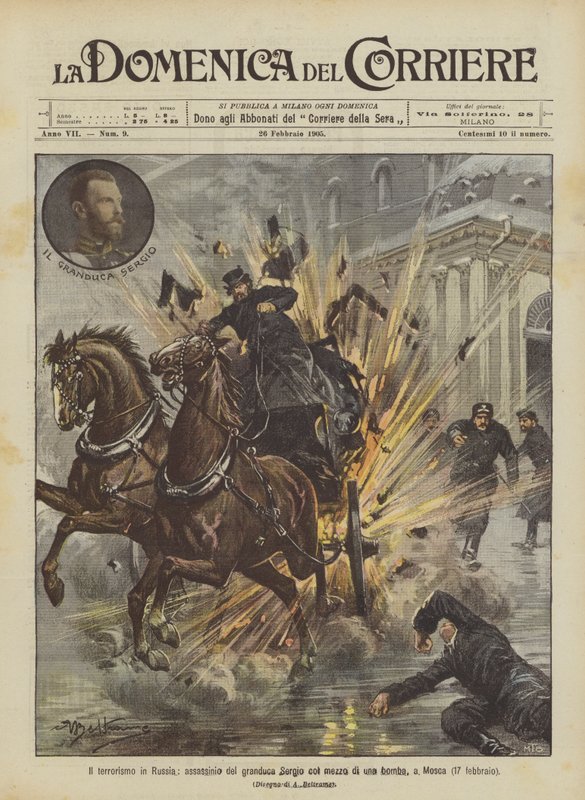 Terrorismo na Rússia, assassinato do grão-duque Sergio com uma bomba, em Moscou (17 de fevereiro) de Achille Beltrame