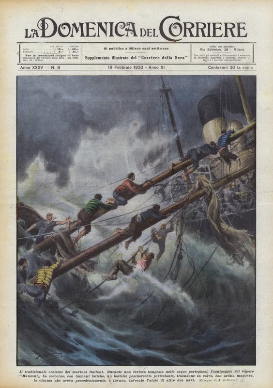 O heroísmo tradicional dos marinheiros italianos de Achille Beltrame